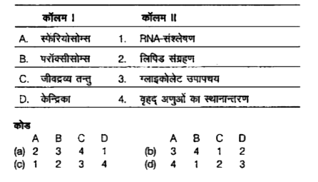 निम्न कॉलमों का मिलान कीजिए।