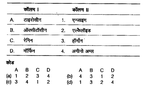 निम्नलिखित कॉलमों को सुमेलित कीजिए।