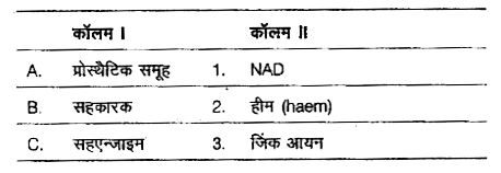 निम्नलिखित कॉलमों को सुमेलित कीजिए।