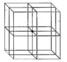 उपयुक्त चित्र, में कोने का प्रत्येक परमाणु एकक कोष्ठिकाओं में निम्न में से किनके मध्य सहभाजित होता है।