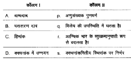 कॉलम I का कॉलम II के साथ मिलान कीजिए।