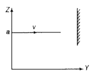 एक m द्रव्यमान का कण YZ.'तल में एकसमान वेग से स्पर्श-रेखीय रूप में धनात्मक Y-अक्ष के समान्तर गतिशील है तथा 2-अक्ष पर Z= a पर प्रतिच्छेदित करता है, जैसाकि चित्र में दर्शाया गया है। मूल बिन्दु के परित: इसके कोणीय संवेग में परिवर्तन क्या होगा, जब कण । दीवार से प्रत्यास्थतापूर्वक टकराता है?