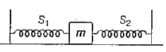 जब कोई द्रव्यमान m, दो स्प्रिंगों S1  व S2  से अलग-अलग जुड़ता है, तब दोलनीय आवृत्ति क्रमश: v1 व v2 हैं। यदि उसी द्रव्यमान को चित्रानुसार दोनों स्प्रिंगों से जोड़ा जाता है, तो दोलनीय आवृत्ति होगी