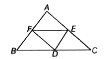 Delta ABC की भुजाओं के मध्यबिन्दु क्रमश: D, E और F हैं। निम्न में से कौन-सा सत्य है?