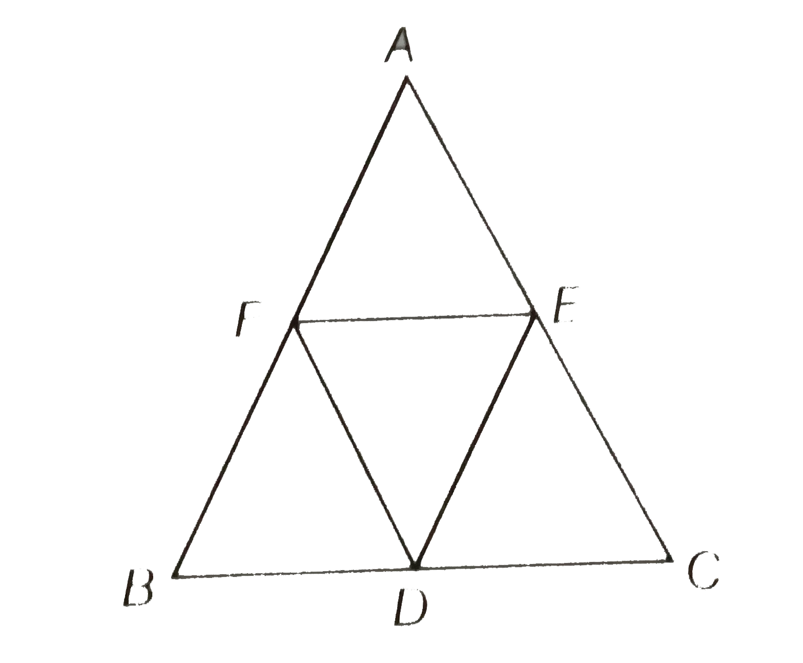 In the figure, it is given that BDEF and FDCE are parallelogram. Can you say that BD = CD ? Why or why not?