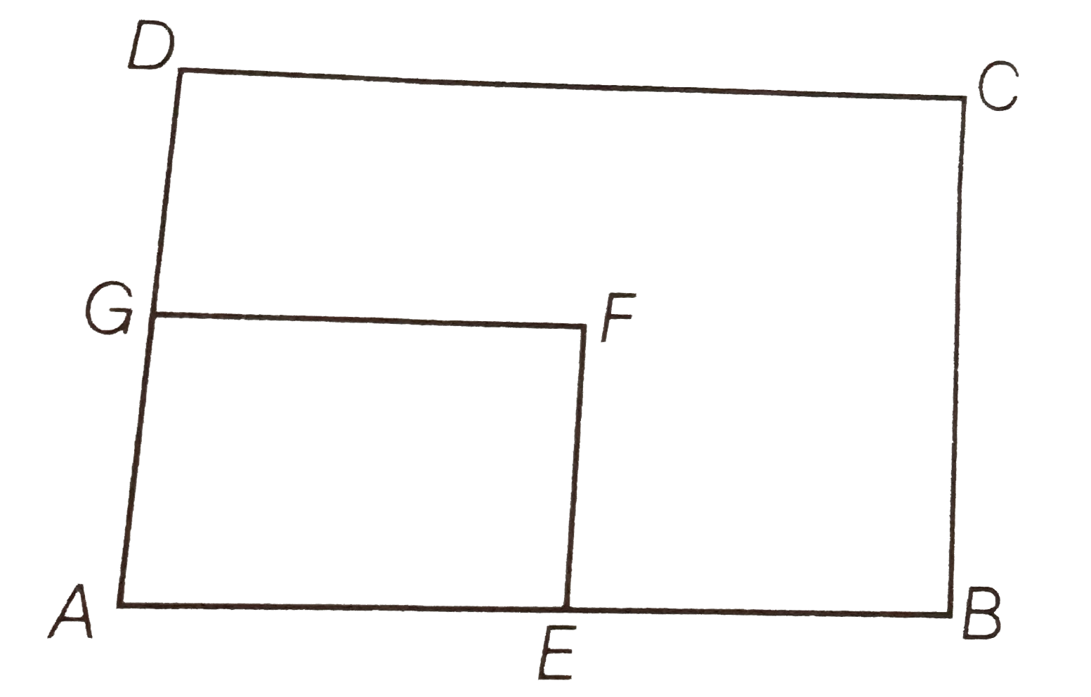 In figure, ABCD and AEFG are two parallelograms. If  angleC = 55^(@), then determine angleF.