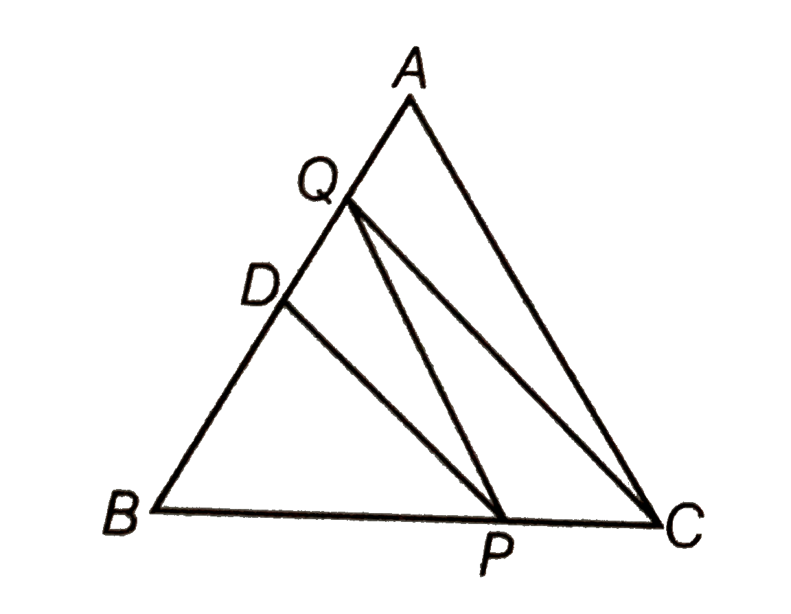 In Delta ABC, D is the mid-point of AB and P is any point on BC. If CQ || PD meets AB and Q (shown in figure), then prove that   ar (DeltaBPQ) = (1)/(2) ar (DeltaABC).