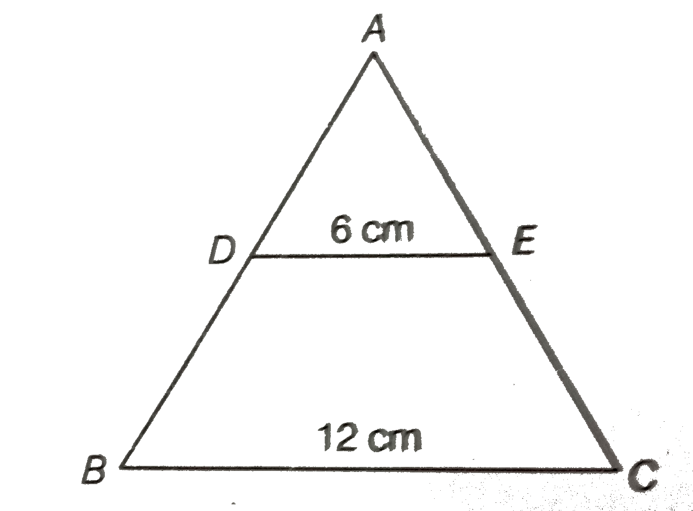 In figure, if DEabs()BC, then find the ratio of ar (DeltaADE) and ar(DECB).