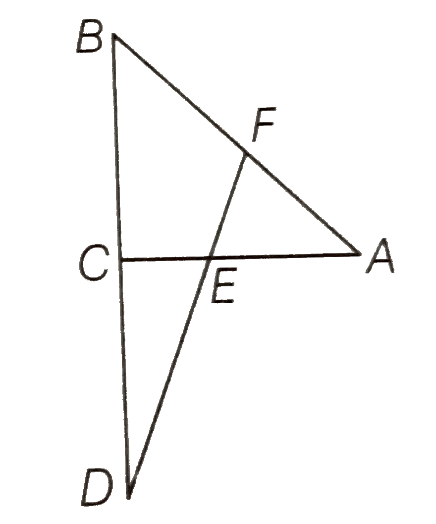 In figure, line segment DF intersects the side AC of a DeltaABC at the point E such that E is the mid-point of CA and angleAEF=angleAFE. Prove that (BD)/(CD)=(BF)/(CE)