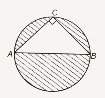 In figure , AB is a diameter of the circle, AC = 6cm and BC = 8cm . Find the area of the shaded region . (use pi= 3.14)
