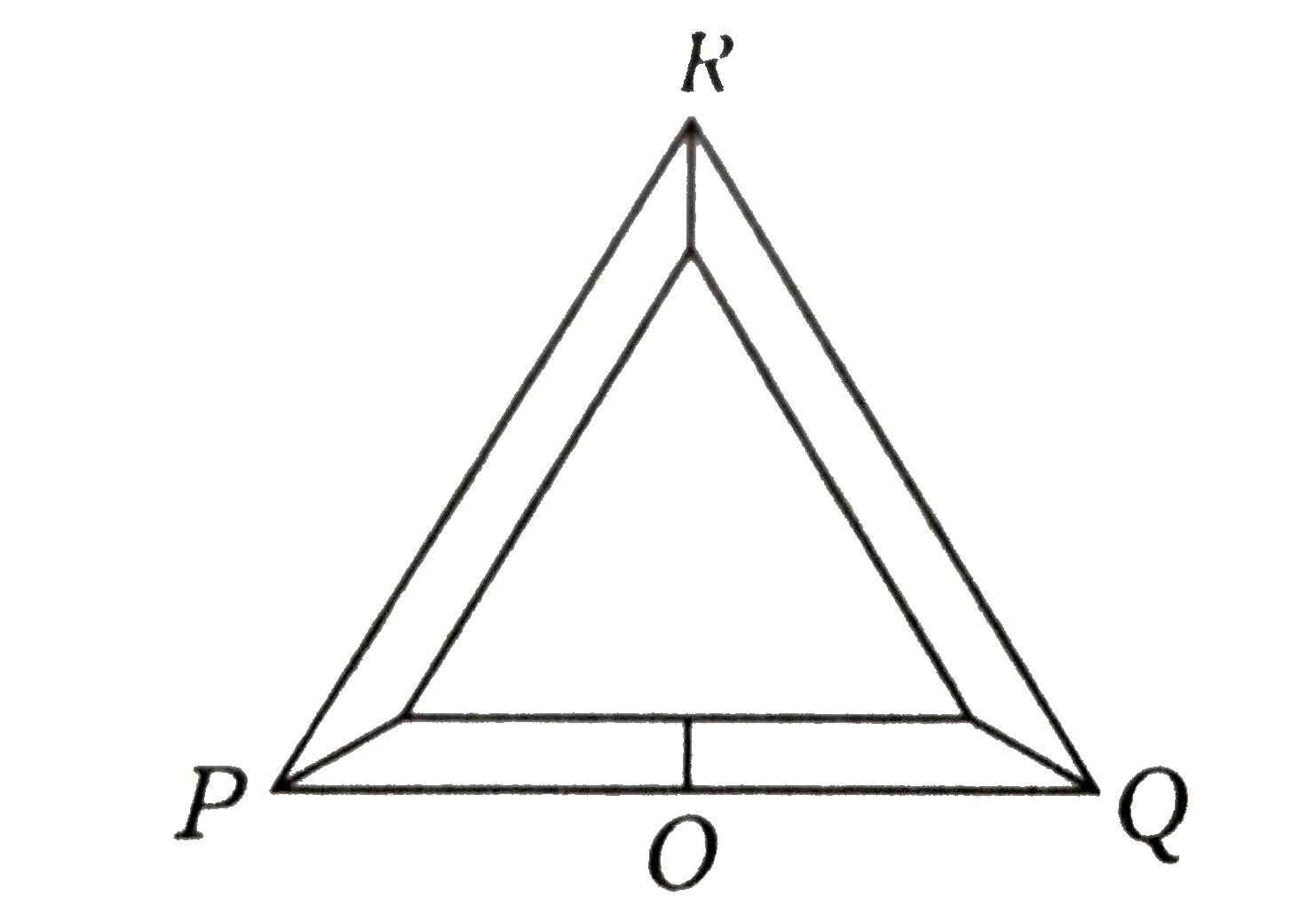 Three rods of equal length are joined to from an equilateral triangle PQR.O is the mid-point of PQ. Distance OR remains same for small change in temperature. Coefficient of linear expansion for PR and RQ is same i.e., alpha(2) but for PQ is alpha(1^.) Then