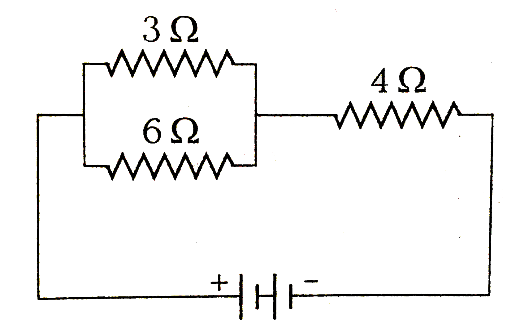 In the figure, current through the 3Omega resistor is 0.8A, then potential drop through 4Omega resistor is