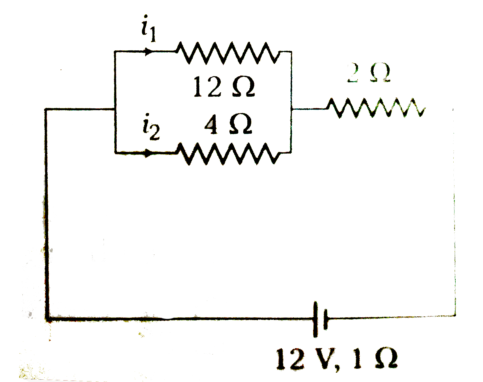 In the circuit shown, the currents i(1) and i(2) are