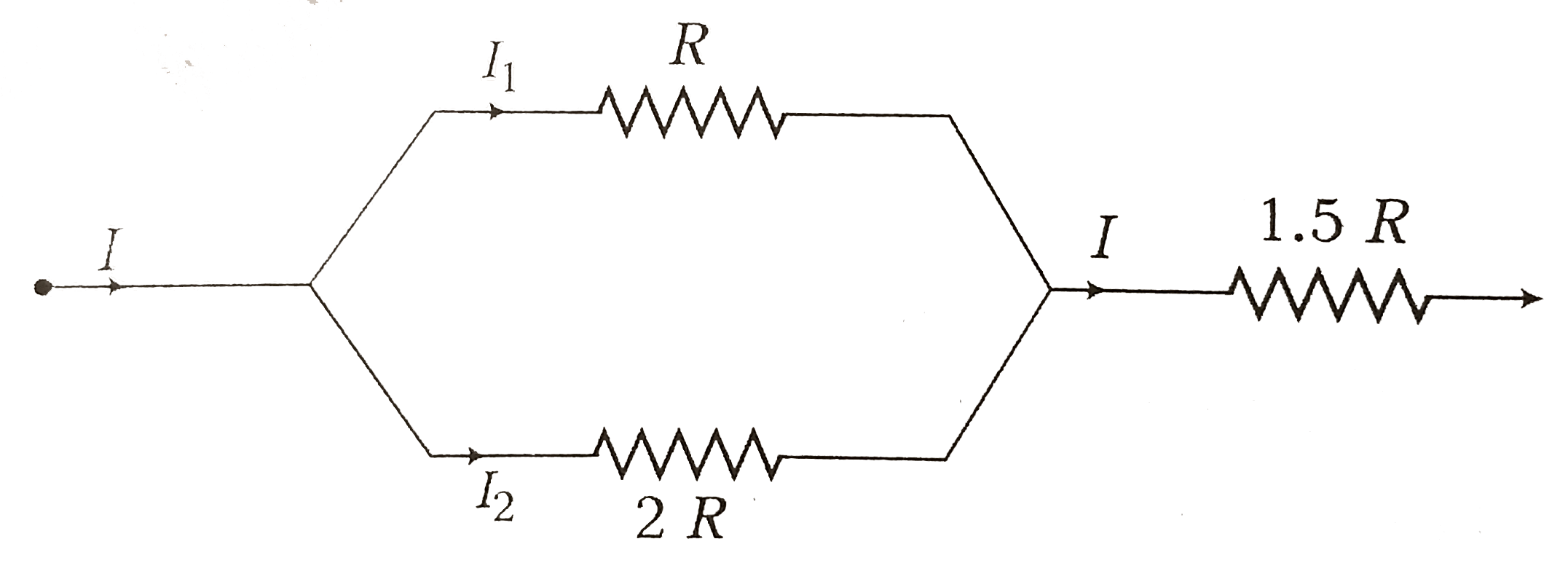 In the circuit diagram,heat produces in R, 2R and  1.5 R are in the ratio of