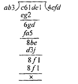 In the following division problem some digits are replaced by letters a,b,c…….etc.      The value of J is :