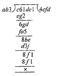 In the following division problem some digits are replaced by letters a,b,c…….etc.      The value of a + g is :