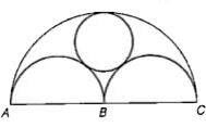 In the following figure  AB=BC and AC=84 cm. The radius  of the inscribed circle is 14 cm. B is the centre of the largest  semi-circle  . What is the area of the shaded region ?