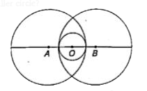 There are two circles intersecting each other . Another  smaller circle with centre O , is lying between the common region of two larger circles. Centres of the circle ( i.e., A,O and B) are lying on a straight  line. AB =16 cm and the radii of the larger circles  are 10 cm each . What is the area of the smaller circle ?