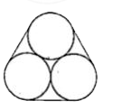 Three circular rings of equal radii of 1 cm each are touching each other . A string runs all around the set of rings very tightly . What is the minimum length of string required to bind all the three rings in the given manner ?