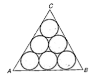 An equilateral triangle circumscribes all the six circles , each with radius 1 cm . What is the perimeter of the equilateral triangle ?
