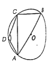 In the given figure, ABCD is a cyclic quadrilateral and AB is diameter. angleADC = 140^(@), then find angleBAC :