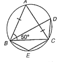 In the given figure, ABC is an isosceles triangle in which AB = AC and angleABC = 50^(@), angleBDC :