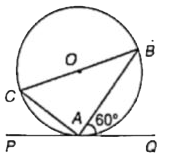 In the given figure, PAQ is the tangent. BC is the diameter of the circle. angleBAQ = 60^(@), find angleABC :