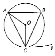 In the given diagram O is the centre of the circle and CD is a tangent. angleCAB and angleACD are supplementary to each other , angleOAC = 30^(@). Find the value of angleOCB :