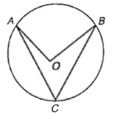 In the adjoining figure 'O' is the centre of circle. angleCAO = 25^(@) and angleCBO = 35^(@). What is the value of angleAOB ?