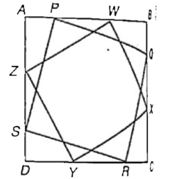 In the adjoining figure ABCD, PQRS and WXYZ are three squares. Find number of triangles and quadrilaterals in the figure :