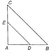 In a right angle triangle ABC, angleA is right angle DE is parallel to the hypotenuse BC and the length of DE is 65% the length of BC, what is the area of DeltaADE, if the area of DeltaABC is 68 cm^(2)?