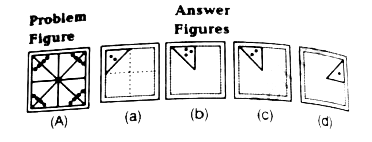 A square piece of paper is folded in a particular manner and punched and  then unfolded. The unfolded paper is given below. Find out the manner in which the paper was folded and punched from the answer figure.