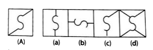 In the following question , figure (A) is embedded in any one of the  four alternative figure (a) , (b), (c ) and (d) . Find the alternative which contains figure (A) as its part .