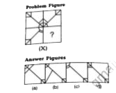 Select a figure from the given four alternatives, which when placed in the blank space of problem figure (X) would complete the pattern.  Problem Figure