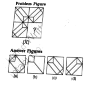 Select a figure from the given four alternatives, which when placed in the blank space of problem figure (X) would complete the pattern.  Problem Figure