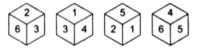 Four positions of a dice are given below      Identity the number at the bottom whe1 the top is 3.