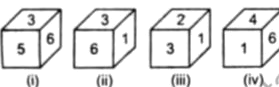 four positions of the same dice have been shown. You have to observe these figures and select the number opposite to the number as asked in each of the question      Which number is on the opposite surface of number 3?
