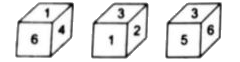 A cube has six numbers marked 1, 2, 3, 4, 5 and 6 on its faces. Three views of the cube are shown below       What possible numbers can exist on the two faces marked A and B, respectively?