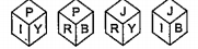 एक पासे के छः फलकों के माम क्रमशःY,R,B,I,P  ब J हैं, जिन्हें देखकर बताएँ कि
J की विपरीत सतह पर कौन-सा अक्षर है?