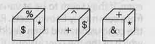 Three positions of a cube are shown below. What will come opposite to face containing ' loading=