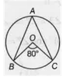 If O be the centre, find the value of  angleBAC. Options are (a)  80^@ (b) 160^@ (c) 40^@ (d) 20^@