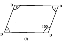 Consider the following parallelograms. Find the values of the unknowns x, y, z.