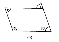 Consider the following parallelograms. Find the values of the unknowns x, y, z.