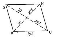 The following figures GUNS and RUNS are parallelograms. Find x and y. (Lengths are in cm)