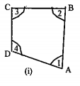 Take four congruent card-board copies of any quadrilateral ABCD, with angles as shown in the figures. Arrange the copies as shown in the figure, where angles angle1, angle2,angle3,angle4 meet at a point. What can you say about the sum of the angles angle1, angle2,angle3 and angle4.