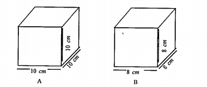 Find the surface area of cube A and lateral surface area of cube B.