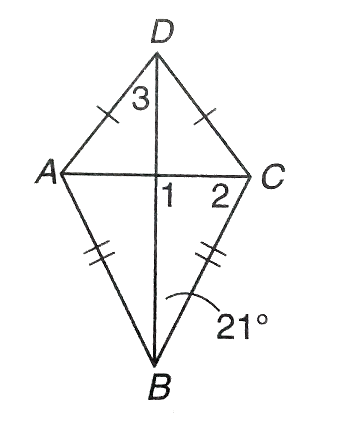 Quadrilateral ABCD is a kite. Which of the followibng cannot be determined ?