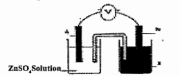 The picture of a Galvanic Cell given below.     Give the direction of electron flow?