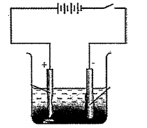 Purification of copper is depicted here: Write the chemical equation during electrolysis.