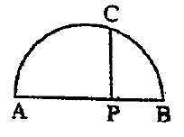 ചിത്രത്തിൽ AB വ്യാസം ആണ്. PC എന്നത് ABയ്ക്ക് ലംബമാണ്. PC = 6 cm, PB = 3 cm. അർദ്ധ വൃത്തത്തിൻറെ ആരം കാണുക.